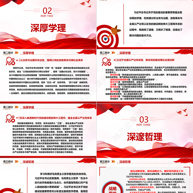 学习研究习近平党建思想的道理学理哲理ppt大气简洁把握习近平党建思想微党课