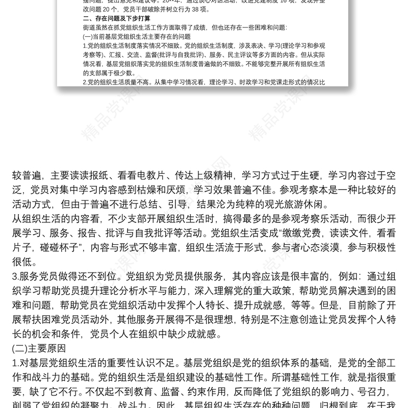 关于开展严肃党的组织生活专项检查自查报告