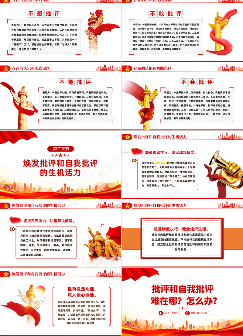 批评和自我批评难在哪怎么办PPT大气精美党员干部学习教育专题党课模板