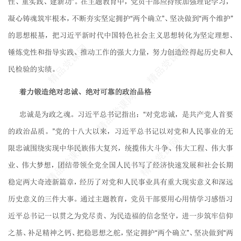 2023筑牢思想根基更好担当作为PPT党政风开展主题教育深入推进新时代党的建设党员教育党课(讲稿)