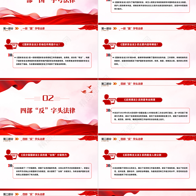 维护国家安全的9部重要法律PPT党政风优质增强国家安全法治意识牢固树立总体国家安全观党课
