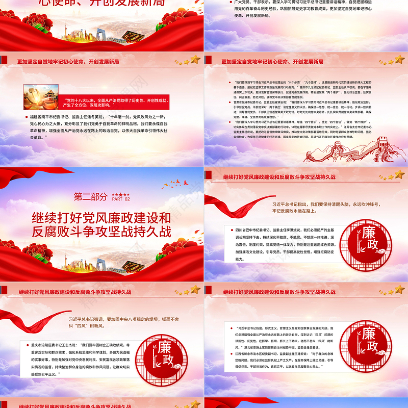 在新的赶考之路上考出好成绩PPT党政风优质党员干部学习习近平总书记十九届中央纪委六次全会重要讲话专题党课课件