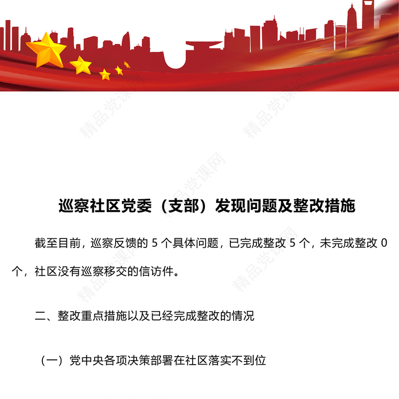 巡察社区党委（支部）发现问题及整改措施word模板