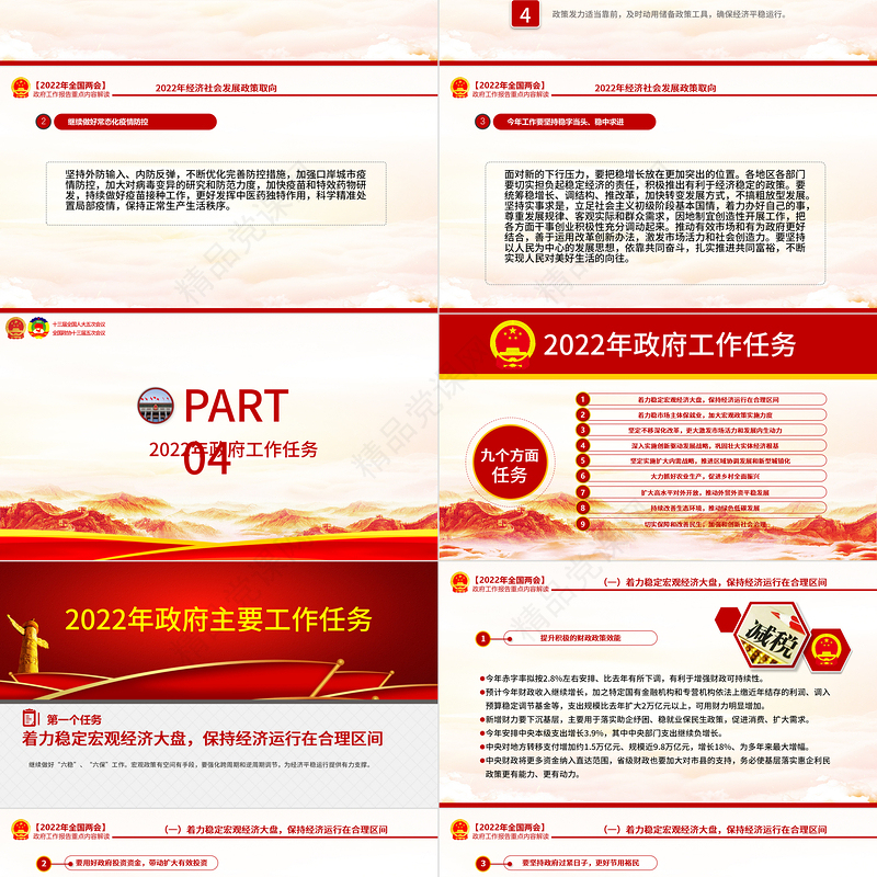 政府工作报告全文PPT党政风优质深入学习贯彻全国两会精神党课课件