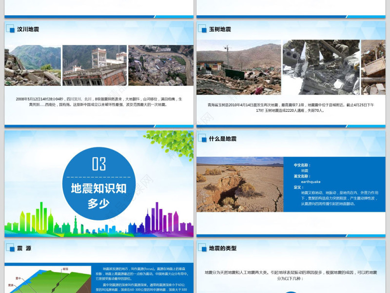 原创512防灾减灾日地震安全主题班会PPT-版权可商用