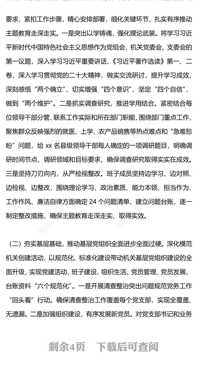 精品2023年市局党建工作总结及2024年工作计划PPT模板(讲稿)