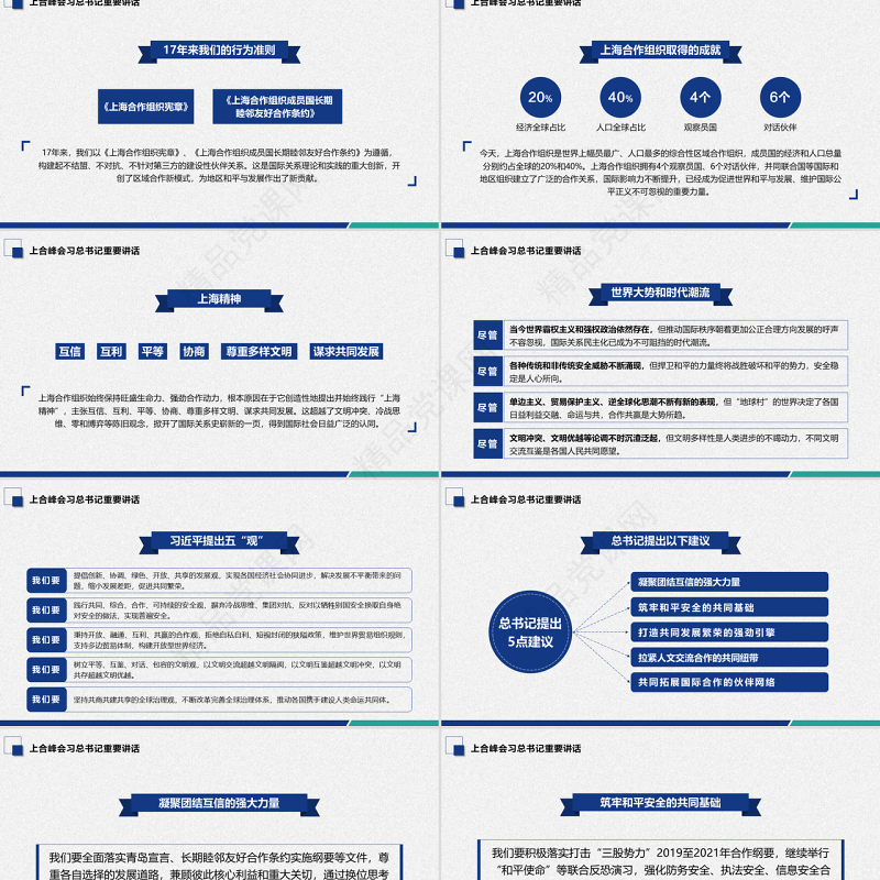 地域党课之学习解读上合组织青岛峰会弘扬上海精神PPT模板