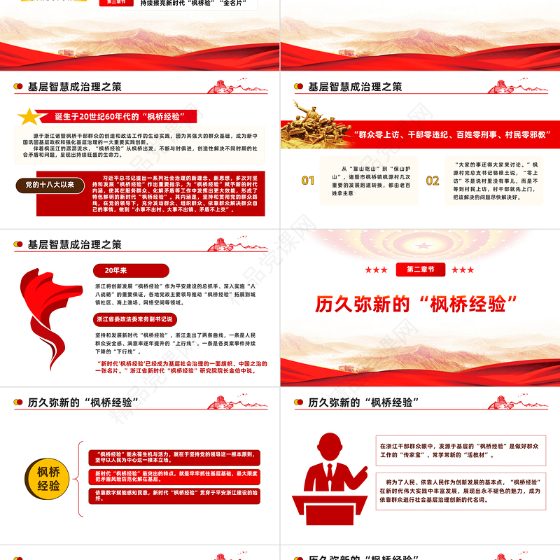 2023枫桥经验PPT红色大气创新基层治理体系和治理能力现代化党课下载