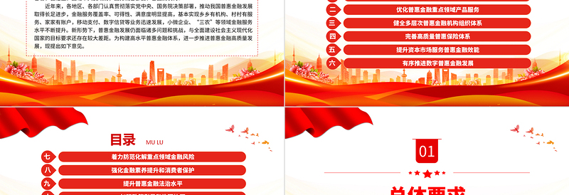 国务院关于推进普惠金融高质量发展的实施意见PPT红色精美党课下载