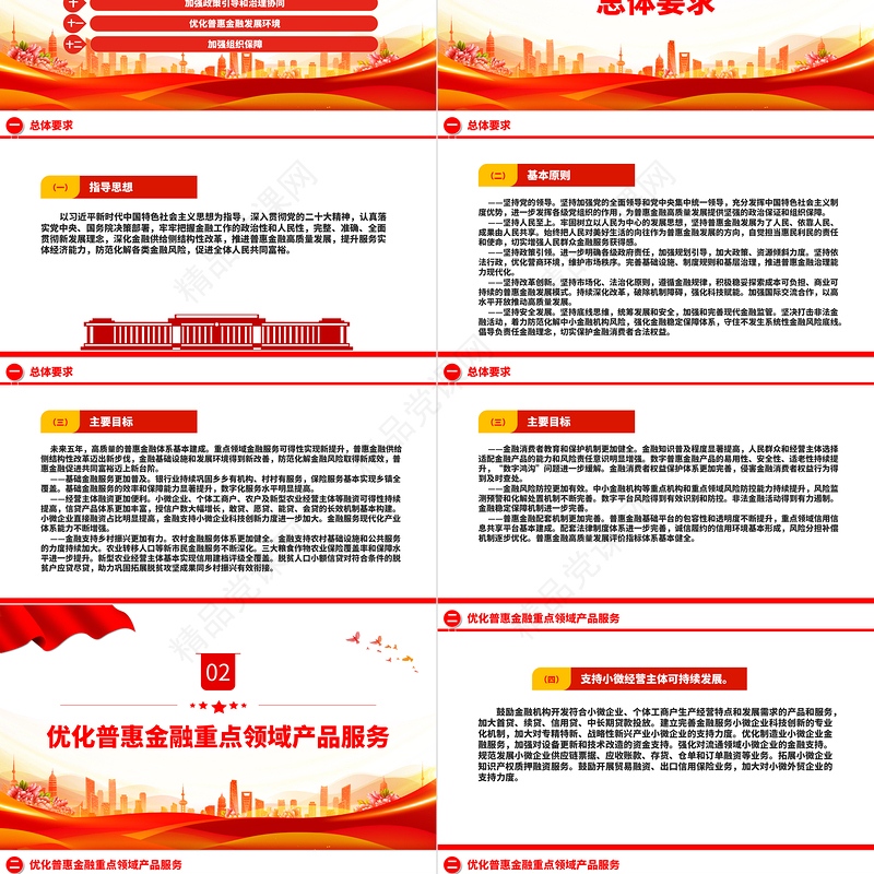 国务院关于推进普惠金融高质量发展的实施意见PPT红色精美党课下载