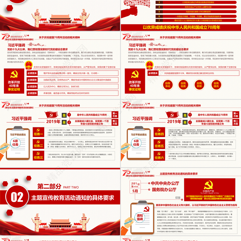 原创建国成立70周年精神解读国庆党政党建党委-版权可商用