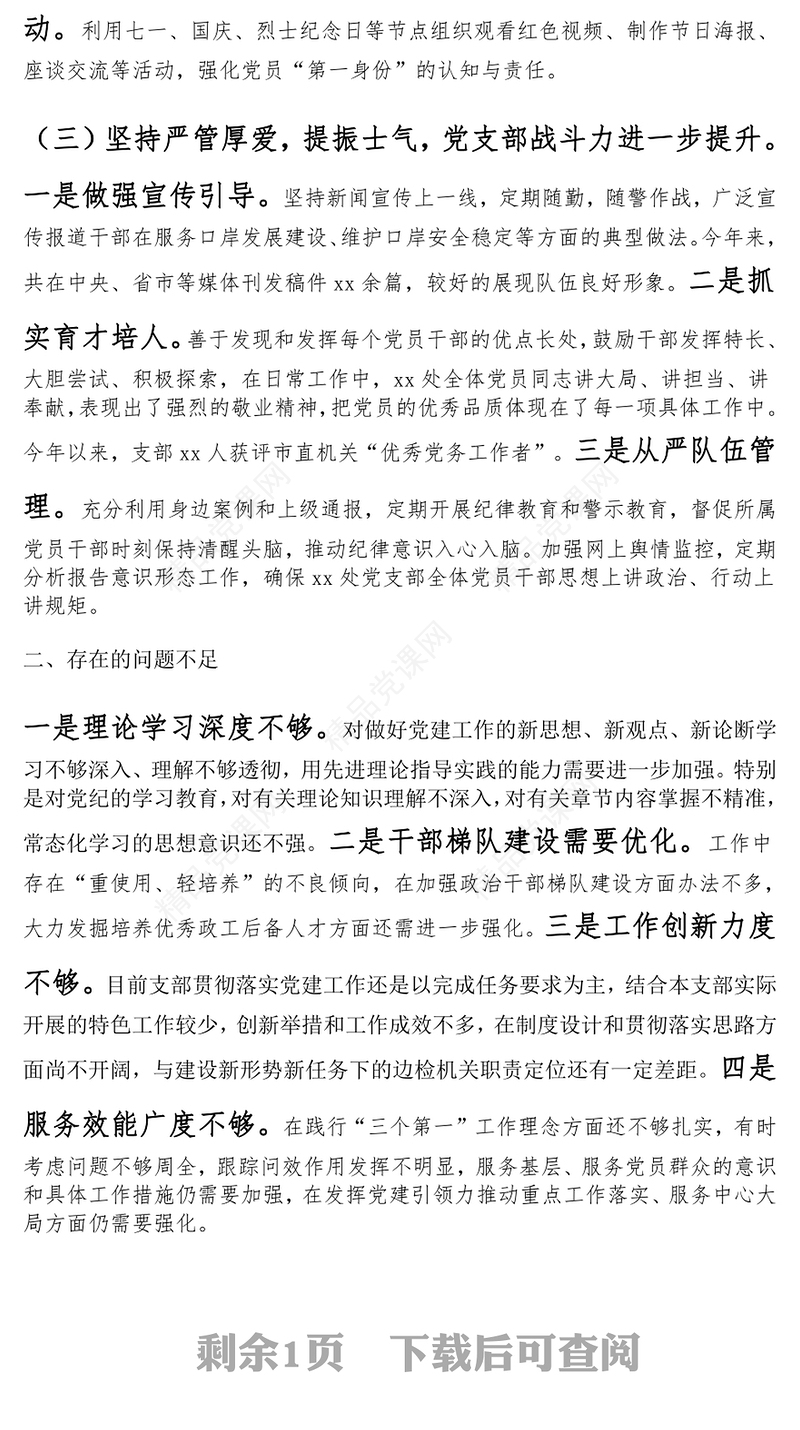 2024年党支部书记抓基层党建工作述职报告范文下载