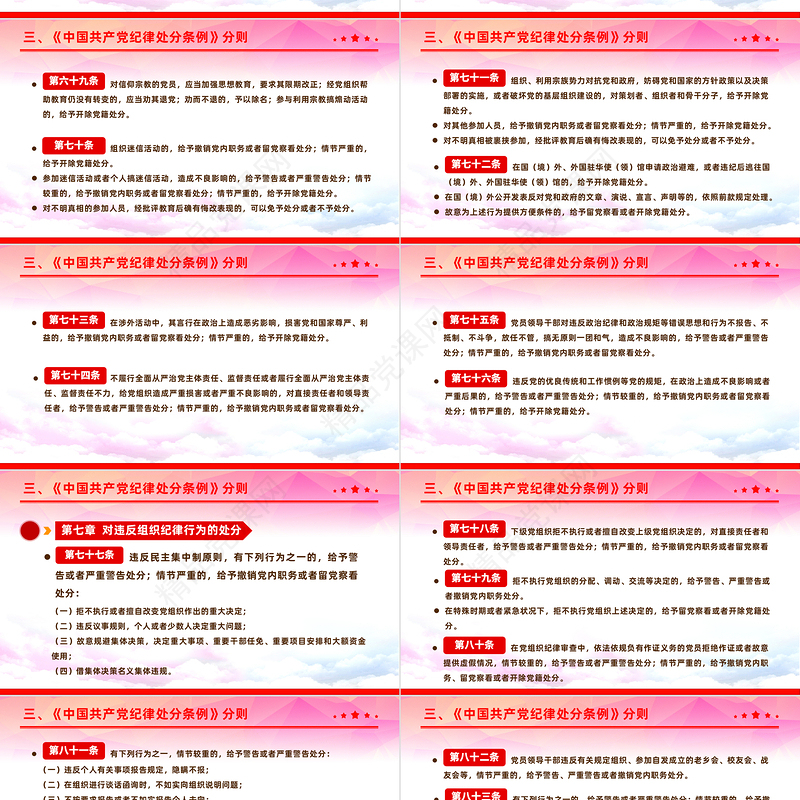 2024中国共产党纪律处分条例PPT党政风简约全面加强党的纪律建设党课课件