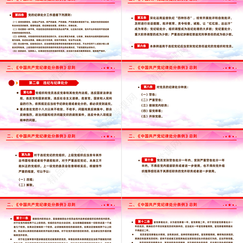 2024中国共产党纪律处分条例PPT党政风简约全面加强党的纪律建设党课课件