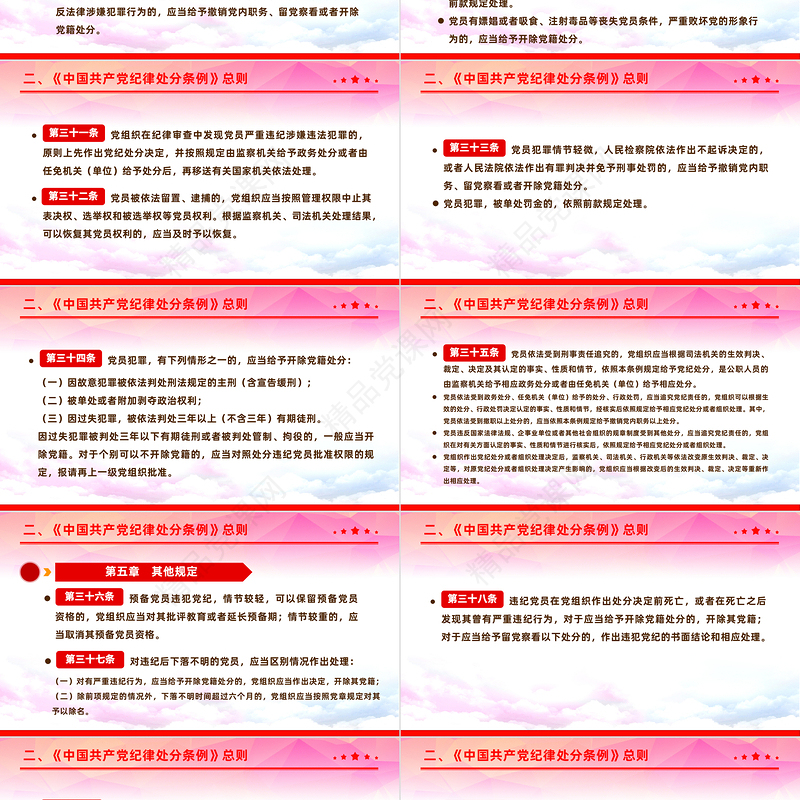2024中国共产党纪律处分条例PPT党政风简约全面加强党的纪律建设党课课件