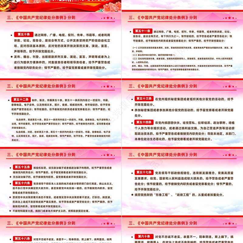 2024中国共产党纪律处分条例PPT党政风简约全面加强党的纪律建设党课课件