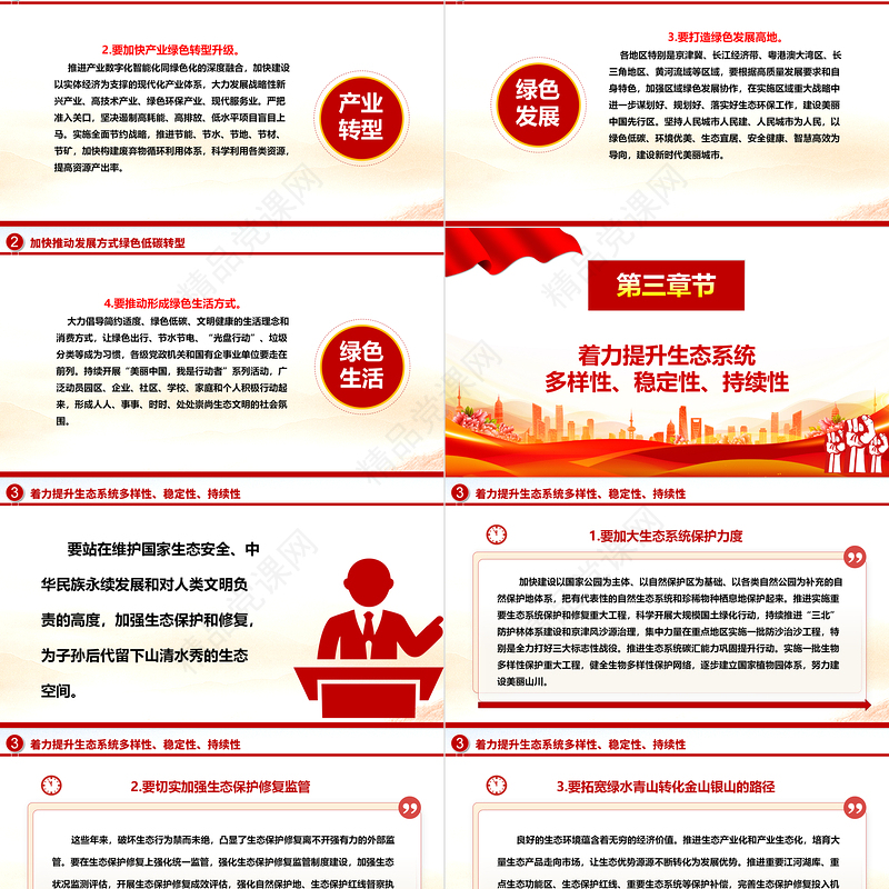 以美丽中国建设助力现代化绿色生态文明ppt大气精美习近平重要讲话党组织微党课