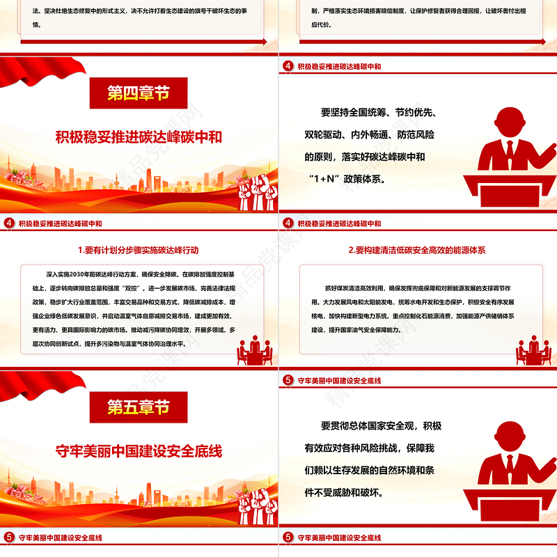 以美丽中国建设助力现代化绿色生态文明ppt大气精美习近平重要讲话党组织微党课