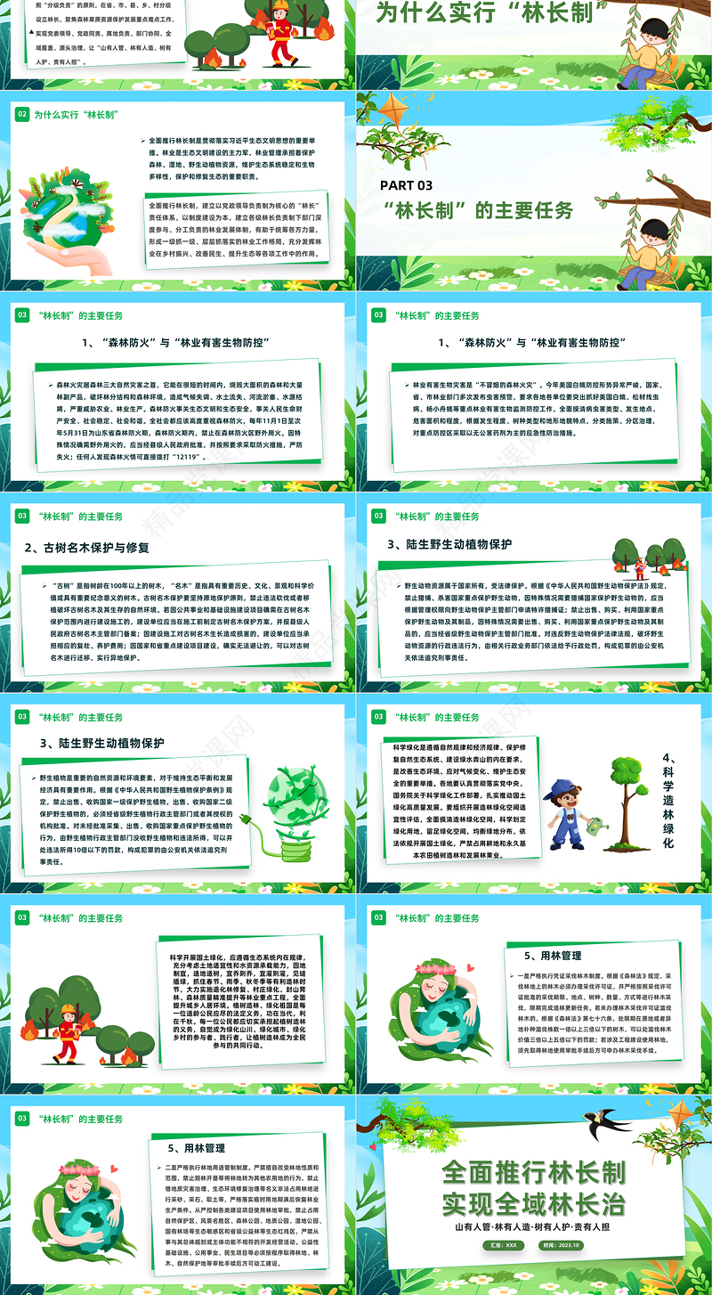 林长制PPT绿色清新全面推行林长制实现全域林长治林业系统宣传课件