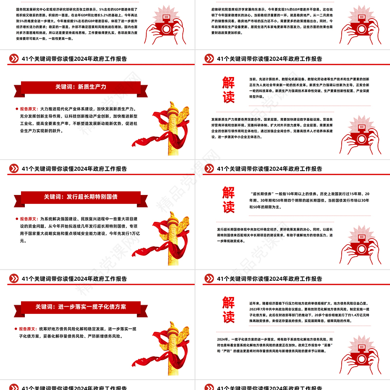 41个关键词2024年两会政府工作报告PPT大气精美两会精神学习党课课件