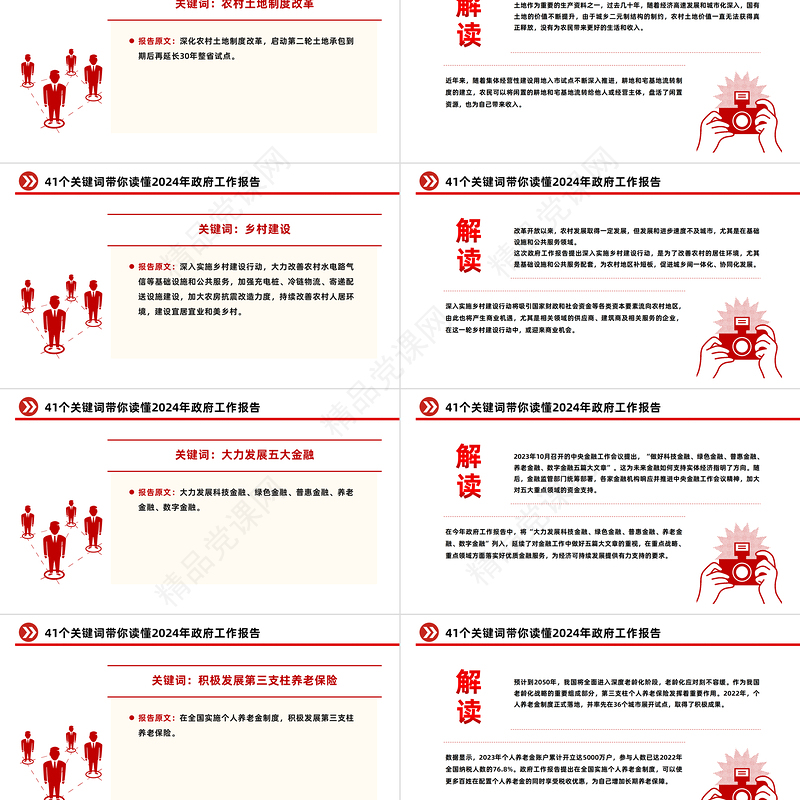 41个关键词2024年两会政府工作报告PPT大气精美两会精神学习党课课件