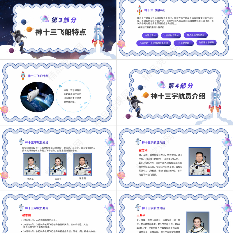 神州十三号PT星空科技感中国空间站时代探索宇宙遨游太空航天知识介绍模板