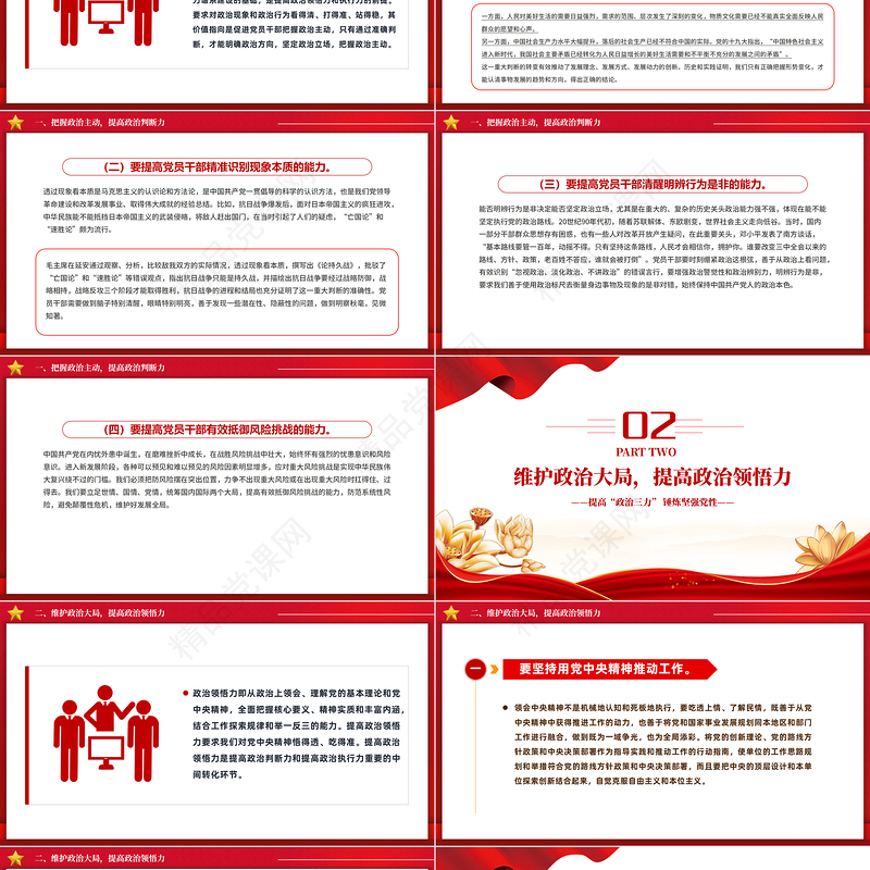 党员干部政治能力PPT红色精美提高政治三力锤炼坚强党性课件