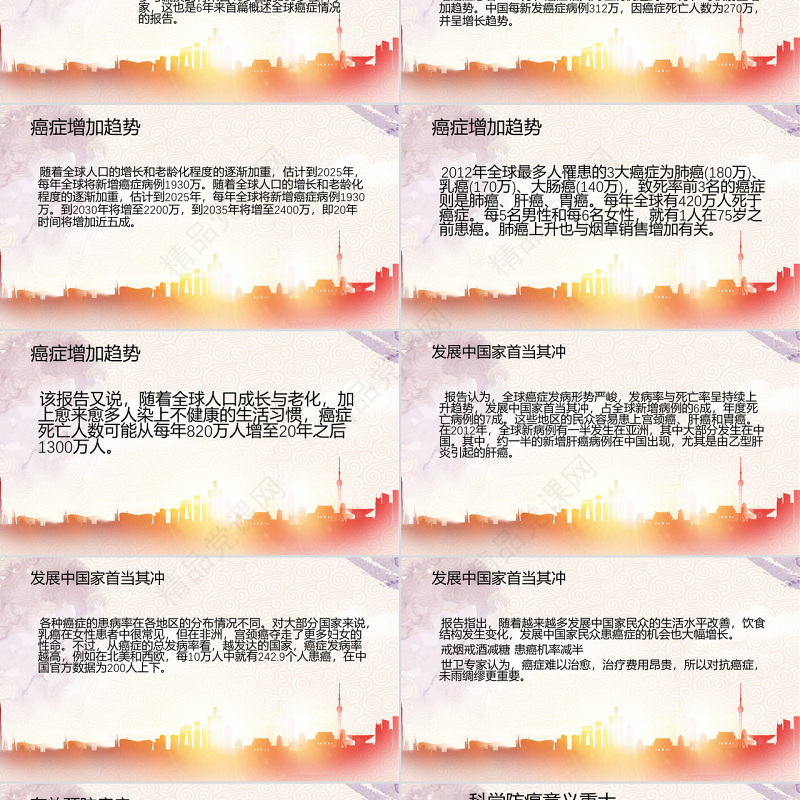 原创2017世界抗癌日PPT模板含详细内容