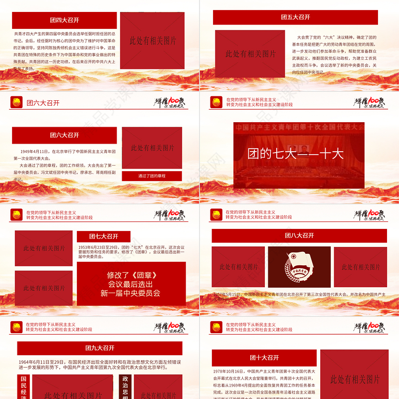 1922-百年团史PPT党政风简约庆祝中国共青团建团100周年专题团课课件模板下载