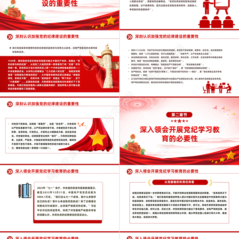 2024学纪知纪明纪守纪PPT红色简洁全党开展党纪学习教育工作党课课件