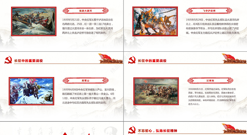 红军长征PPT模板纪念长征胜利80周年