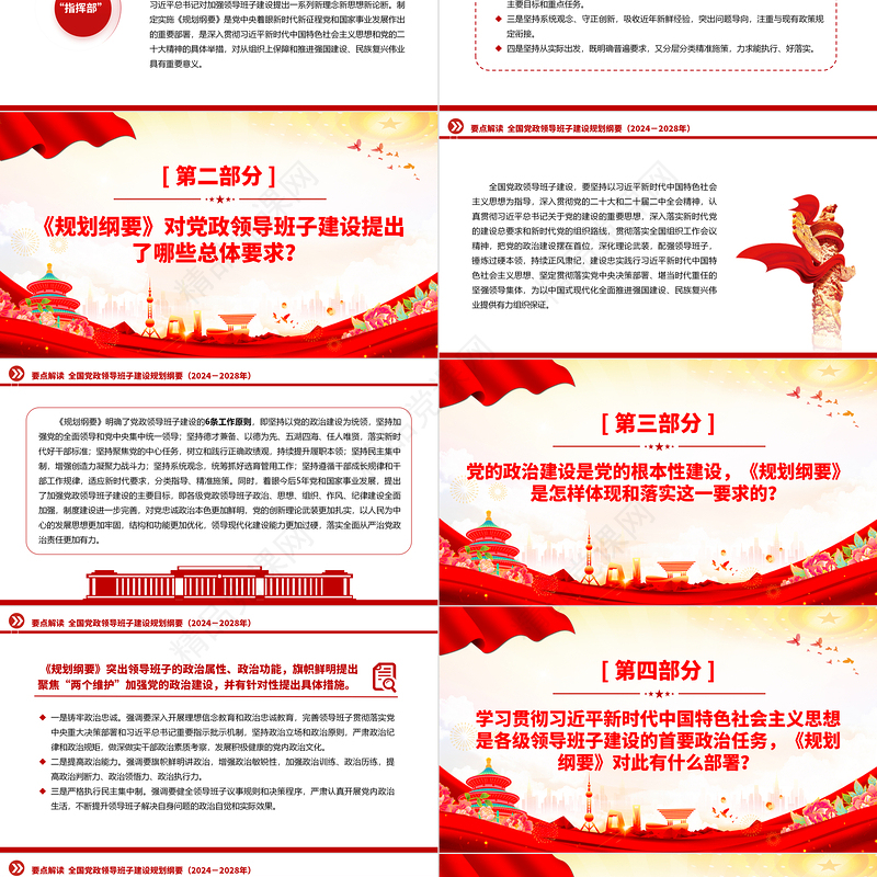 大气精美关于《全国党政领导班子建设规划纲要（2024－2028年）》要点PPT下载