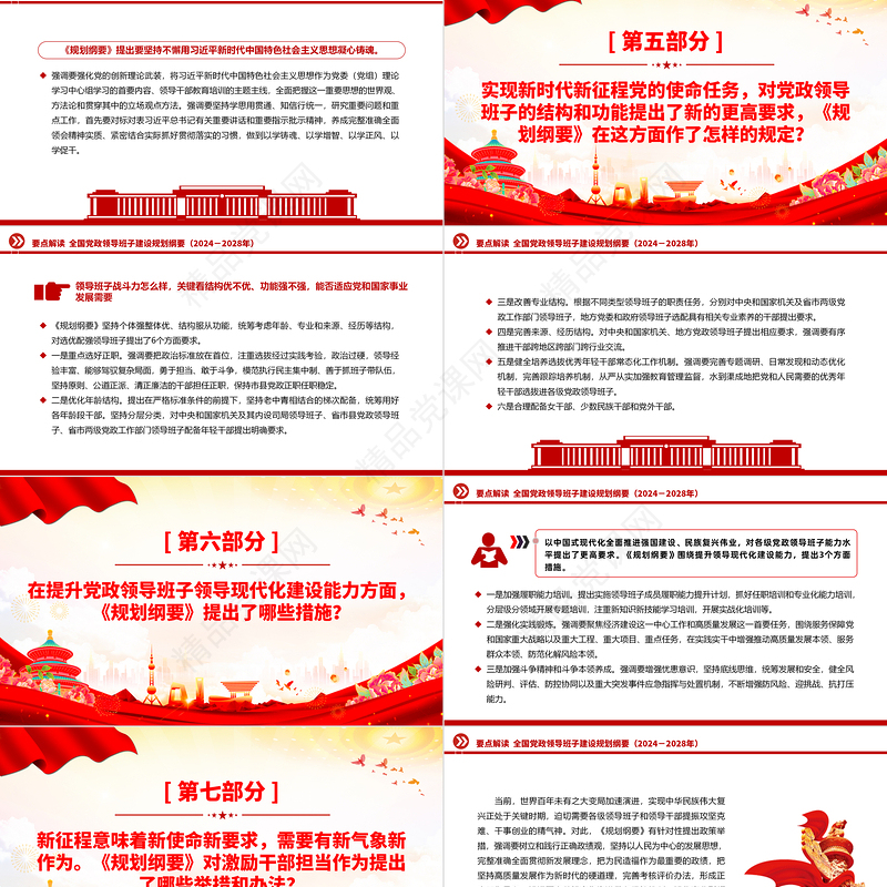 大气精美关于《全国党政领导班子建设规划纲要（2024－2028年）》要点PPT下载