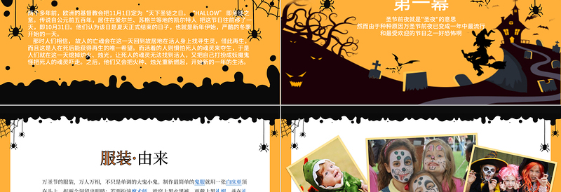 疯狂万圣节PPT神秘趣味万圣节起源知识介绍万圣狂欢夜模板