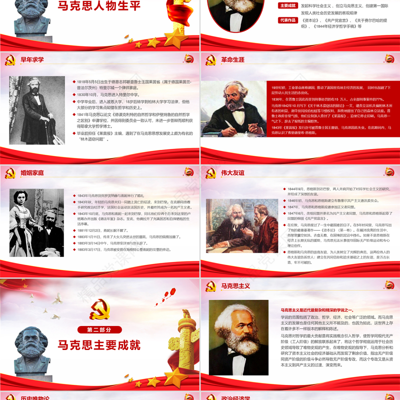 党政党课马克思诞辰纪念日伟人纪念日活动PPT模板