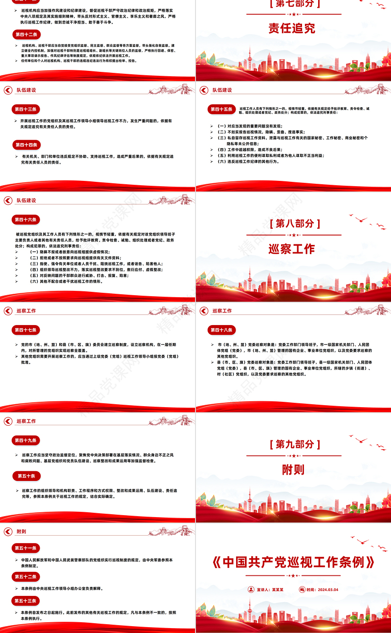 深入学习《中国共产党巡视工作条例》PPT党课课件模板