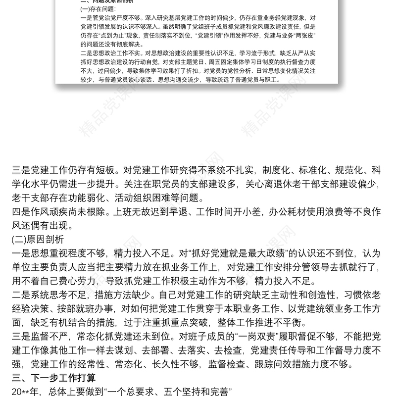 党组织书记抓基层党建工作年度述职报告及下一步工作打算