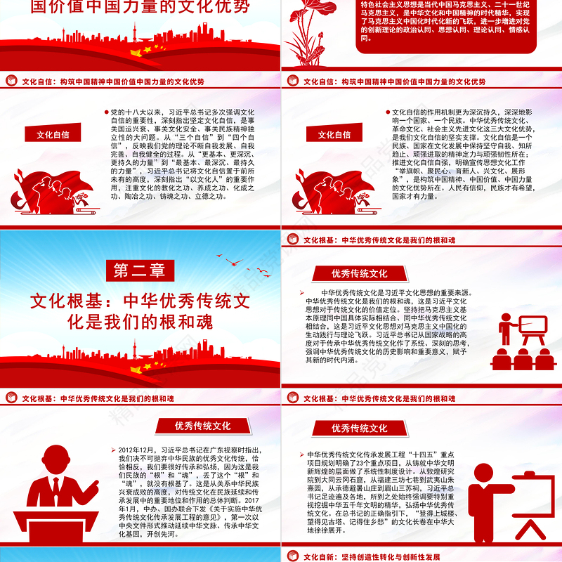 2023从四个维度深刻领会习近平文化思想PPT简约党政风勇担新的文化使命党课下载