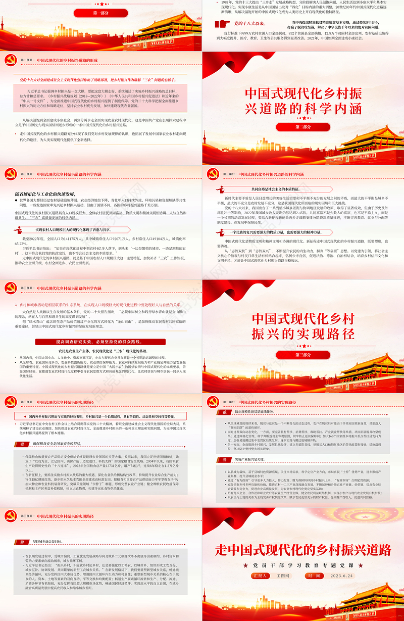 2023走中国式现代化的乡村振兴道路PPT精品风党员干部学习教育专题党课课件