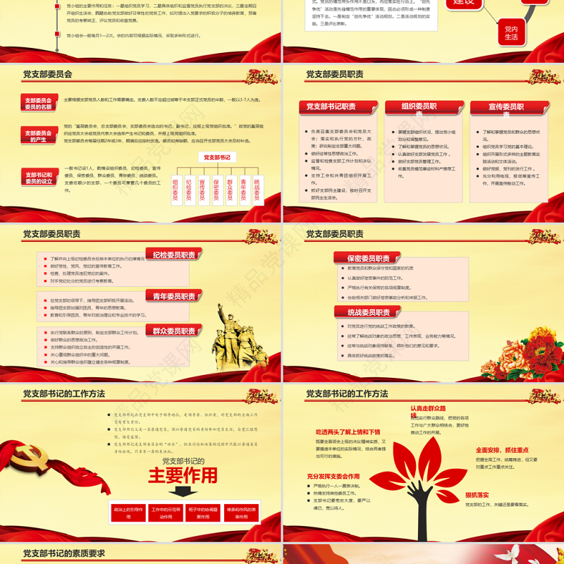 大气党政聚焦十九大党务知识培训基础党组织党建党支部PPT模板