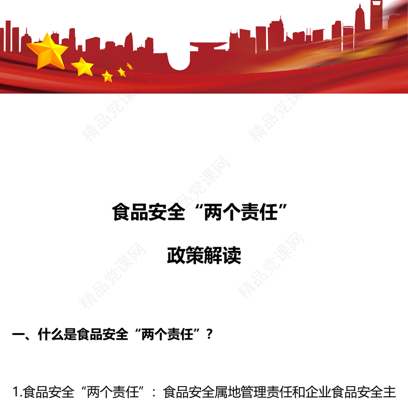 简洁大气食品安全“两个责任”政策解读党课讲稿