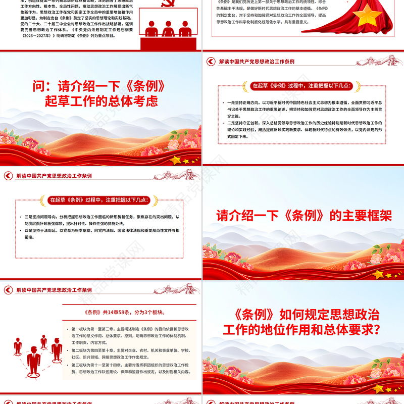 红色简洁《中国共产党思想政治工作条例》解读PPT课件