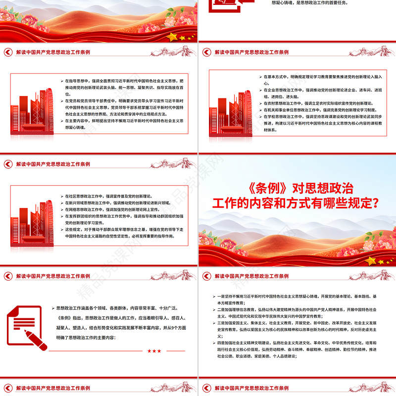 红色简洁《中国共产党思想政治工作条例》解读PPT课件