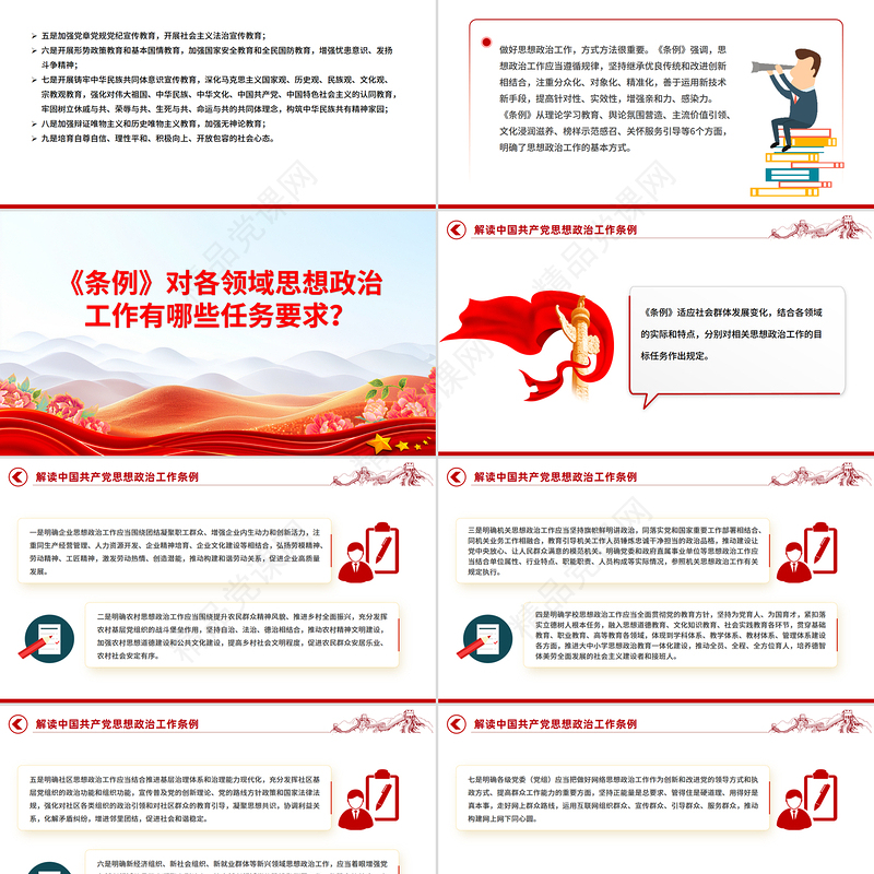 红色简洁《中国共产党思想政治工作条例》解读PPT课件
