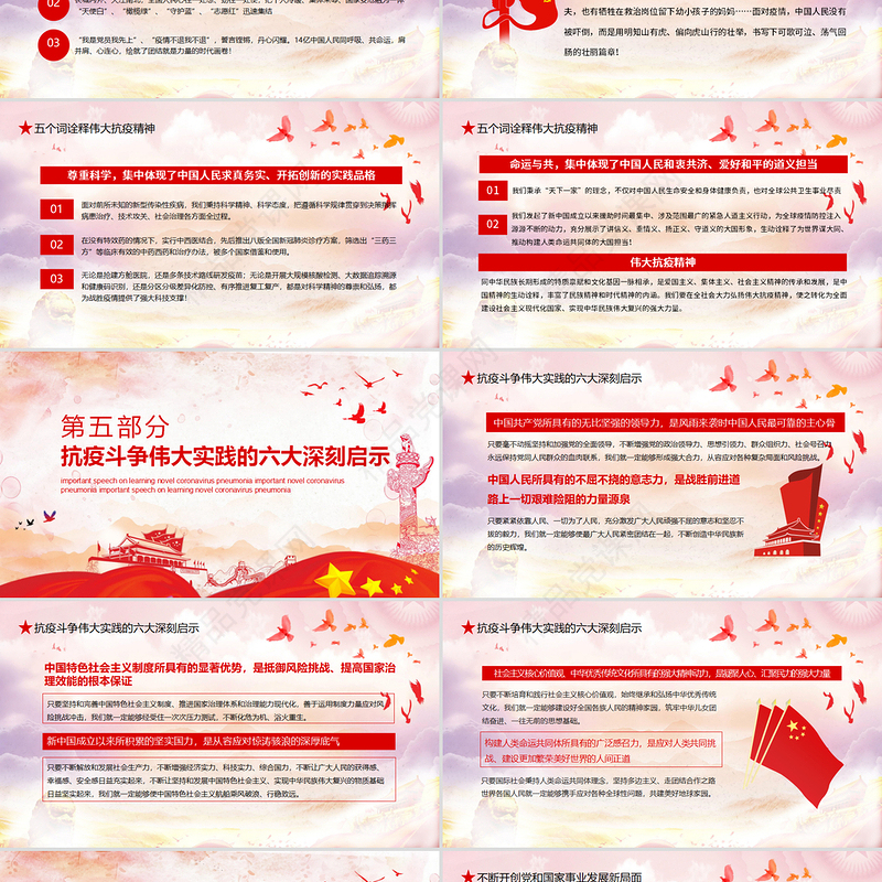 学习全国抗击新冠肺炎疫情表彰大会重要讲话PPT模板-含讲稿