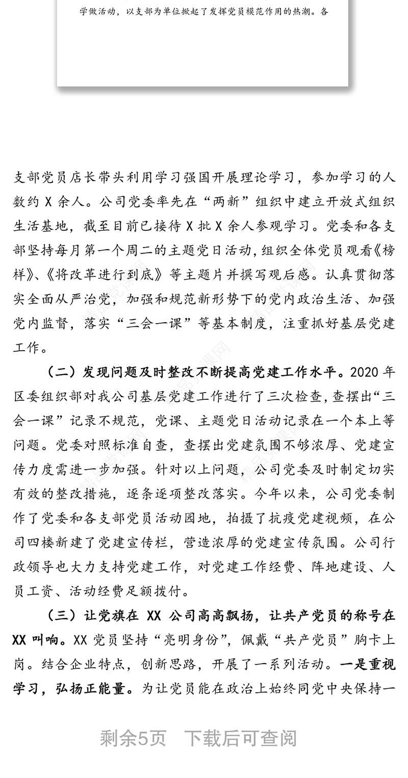 强化党建责任打造红色引擎全力驱动民营企业经济强劲发展的专题汇报党建工作