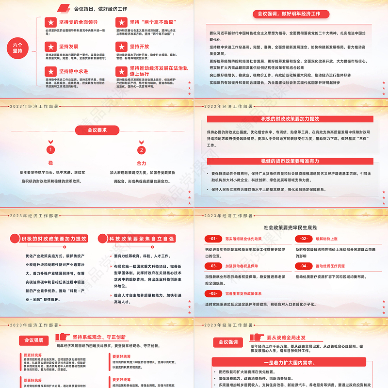 2023明年经济这样干PPT红色简约风中央经济工作会议精神专题党课模板课件