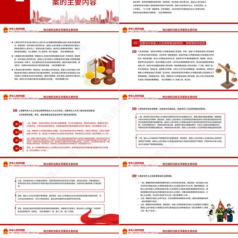 关于《中华人民共和国地方各级人民代表大会和地方各级人民政府组织法（修正草案）》的说明PPT专题课件模板