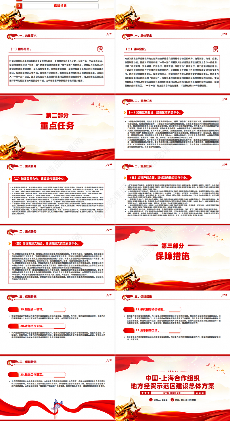 创意简洁风中国上海合作组织地方经贸示范区建设总体方案PPT下载