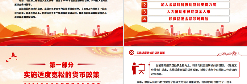 大气简洁《政府工作报告》里的2025年金融风向标PPT课件下载